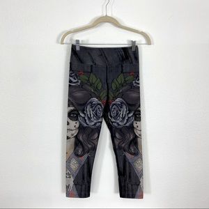 Eagle Rock Werkshop Cropped Leggings, Sugar Skull Print